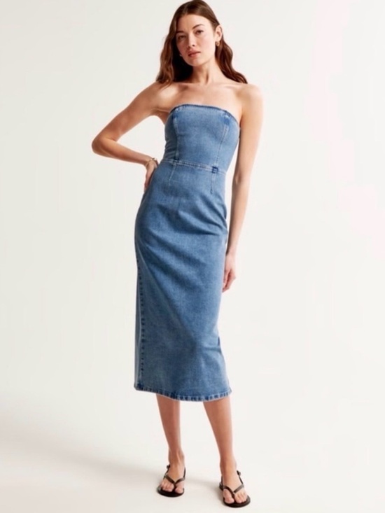 Abercrombie & Fitch Dresses & Skirts - NWT Abercrombie & Fitch Strapless Denim Midi Dress Medium Wash Mila XXS 00 0